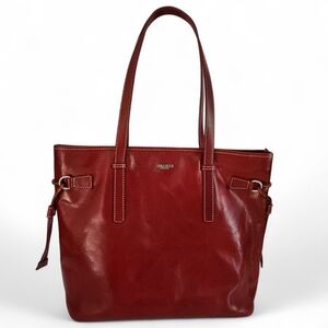 CHIARUGI red Italian leather tote shopper bag